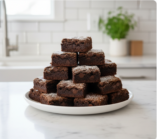 Brownies stacked on a plate for shiva sympathy