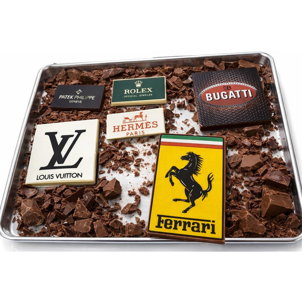 Custom logo chocolate bars with luxury brand designs, handmade corporate gift chocolates, The Sweet Tooth North Miami Beach since 1979