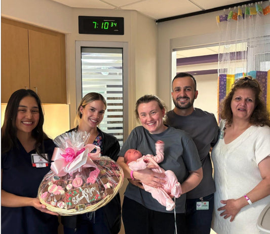 Thank You chocolate gift basket hand delivered by The Sweet Tooth to hospital nurses and a family in South Florida