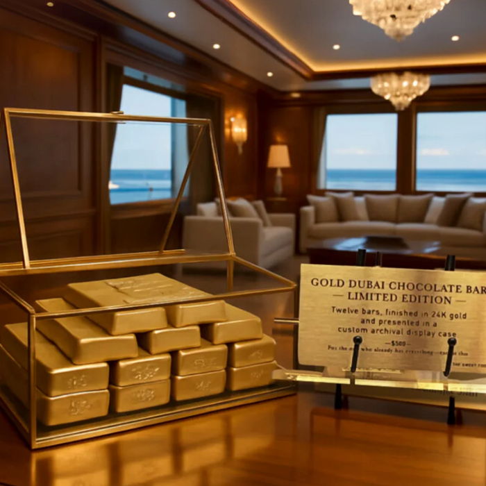 24K edible Gold Dubai Chocolate bars on a new Yacht-limited edition bars 
