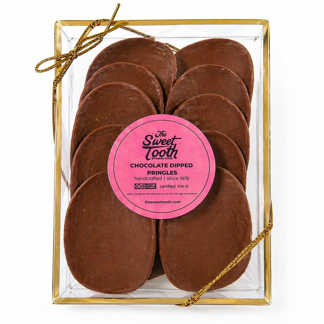 Chocolate covered Pringles 12-pack gift box handcrafted in North Miami Beach by The Sweet Tooth — Kosher Miami certified, available for same-day delivery in Miami, Aventura, Sunny Isles Beach.