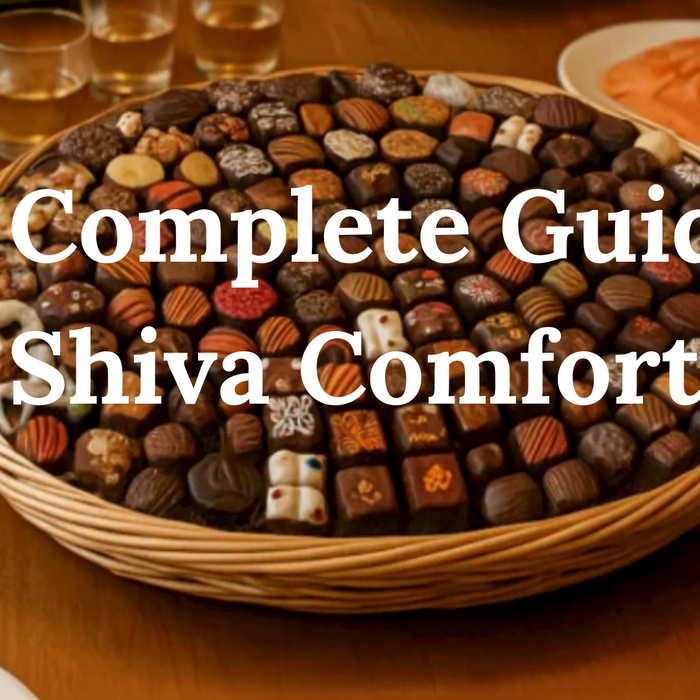 Premium kosher chocolate gift basket for shiva comfort featuring artisanal chocolates, truffles, and gourmet confections by The Sweet Tooth