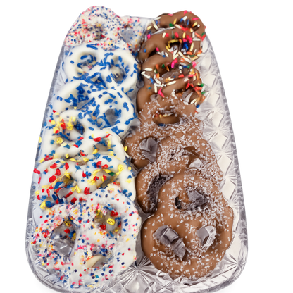 Assorted chocolate dipped pretzels handmade kosher gift tray The Sweet Tooth North Miami Beach since 1979