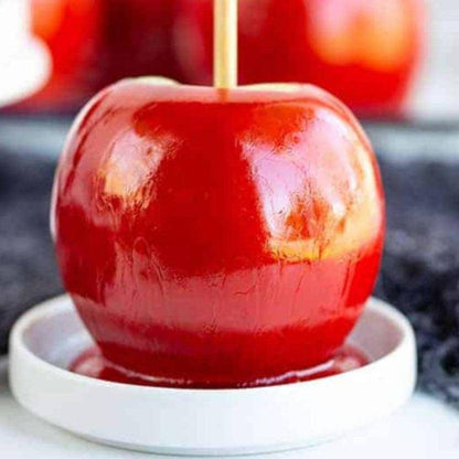 Classic red candy apples – glossy hand-dipped, sold in 6-pack ($72), individually wrapped, kosher parve option – The Sweet Tooth Chocolate Factory seasonal treat