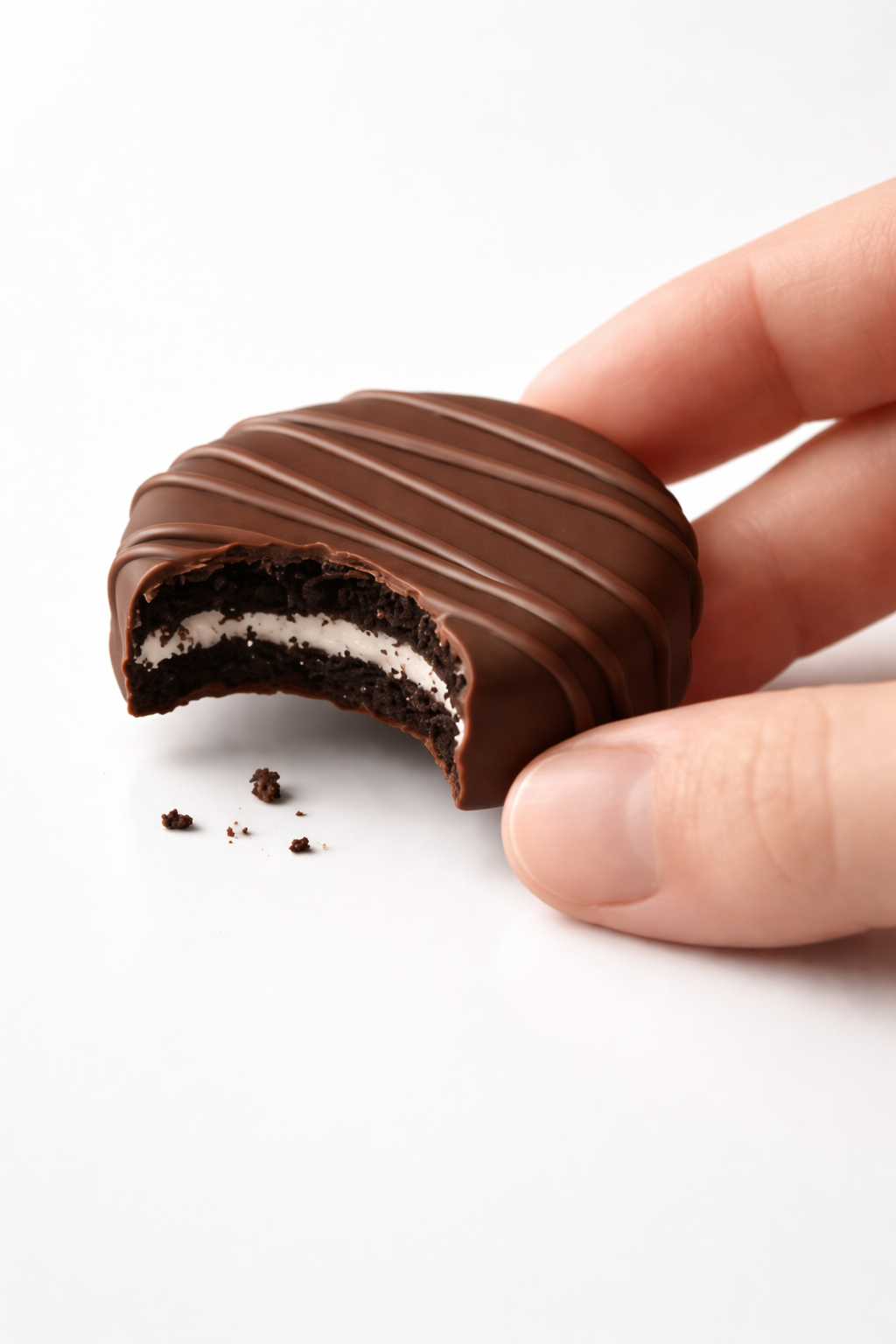 Chocolate covered Gluten-Free Oreo cookie bite with milk chocolate drizzle + rich layered crunch + The Sweet Tooth North Miami Beach + since 1979