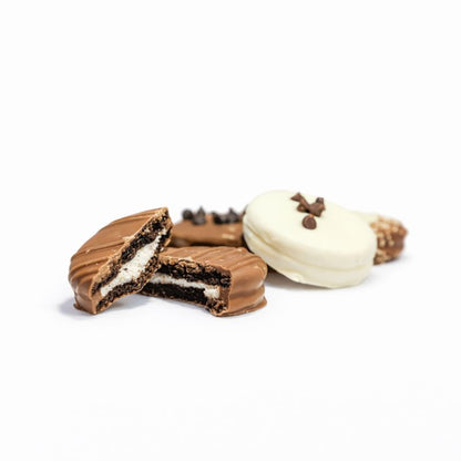 Chocolate covered Oreo cookies with cut center and drizzle The Sweet Tooth North Miami Beach since 1979