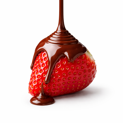 Strawberry with warm chocolate drizzle, handmade treat, The Sweet Tooth North Miami Beach since 1979