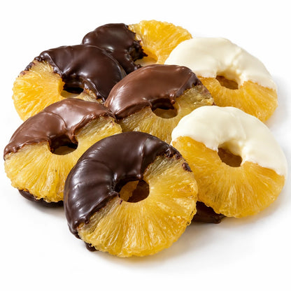 Chocolate dipped pineapple glacé rings from The Sweet Tooth