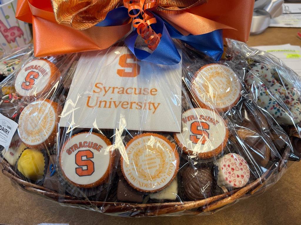 College Acceptance Gift Basket in School Colors