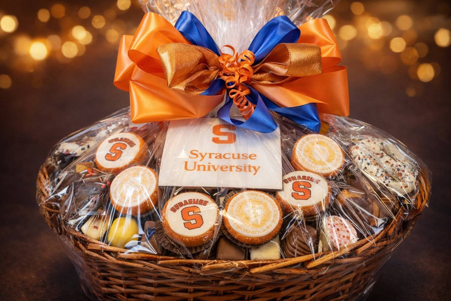 College Acceptance Gift Basket in School Colors