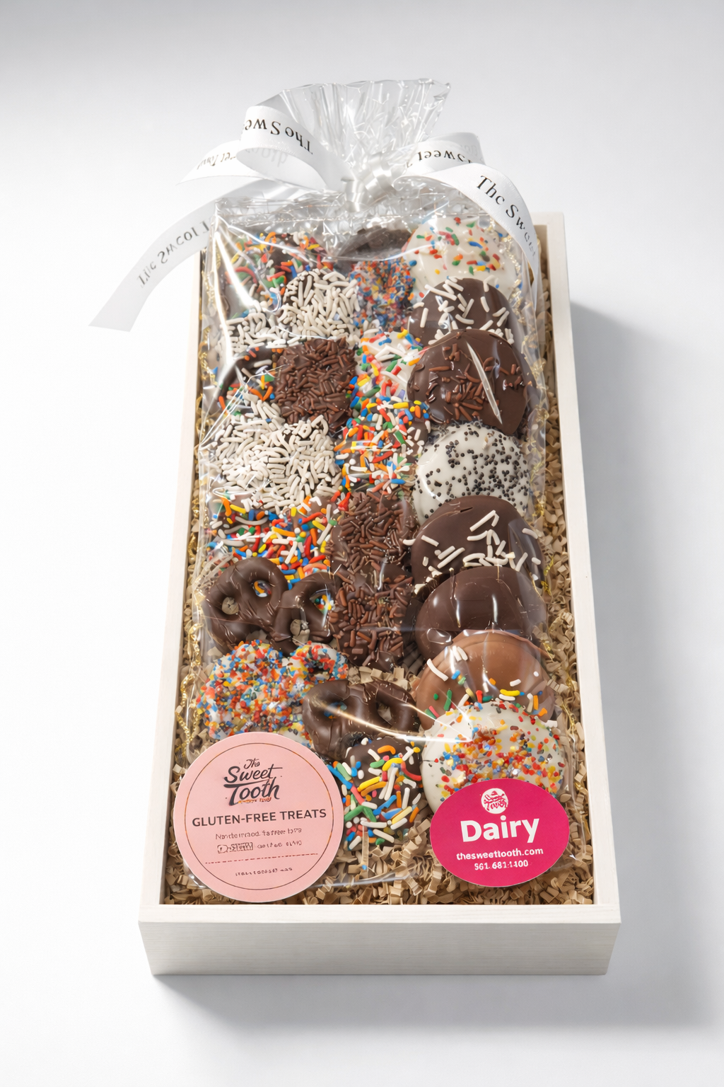 Gluten-free and chocolate covered treats gift box with assorted toppings handmade The Sweet Tooth North Miami Beach since 1979
