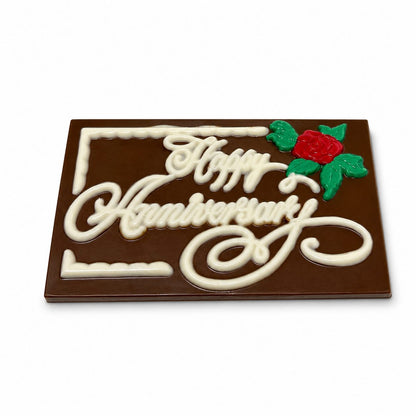 Happy anniversary chocolate plaque + anniversary gift milk chocolate plaque + The Sweet Tooth North Miami Beach + since 1979