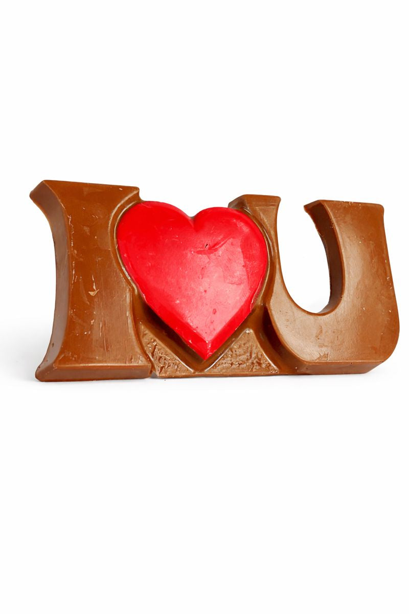 Chocolate I Love You bar with red heart, handmade and by The Sweet Tooth North Miami Beach since 1979