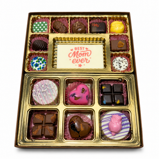 Mother's Day chocolate gift box with truffles Oreos + with chocolate plaque msg + The Sweet Tooth North Miami Beach + since 1979