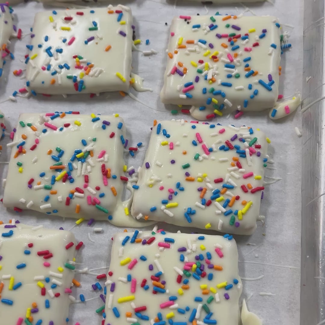 Chocolate covered graham crackers being made at The Sweet Tooth