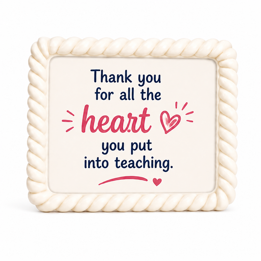 Teacher appreciation chocolate frame with heartfelt message, thoughtful gift, The Sweet Tooth North Miami Beach since 1979